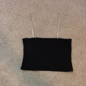 Emma and Sam BLACK Rhinestone Strap Tube Top
